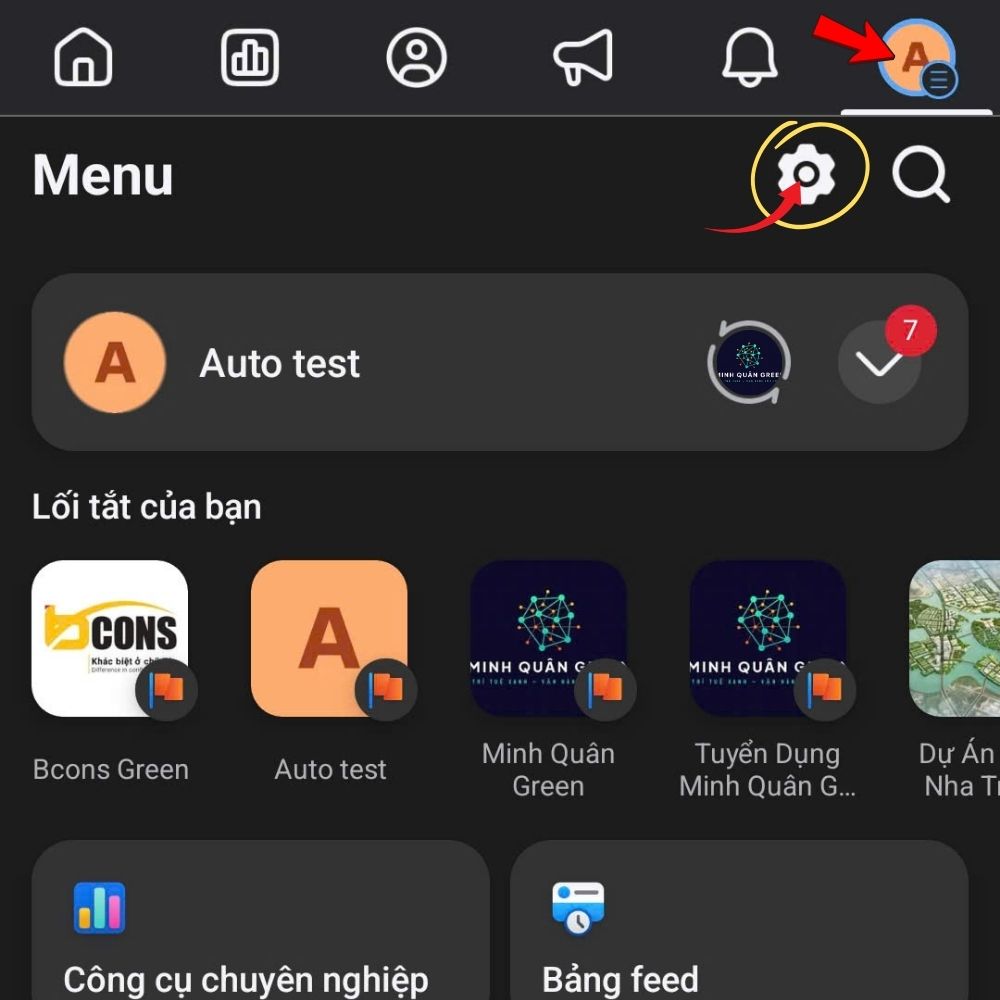 Mở ứng dụng Facebook → vào Menu (≡) → chọn Trang và mở fanpage bạn muốn phân quyền.